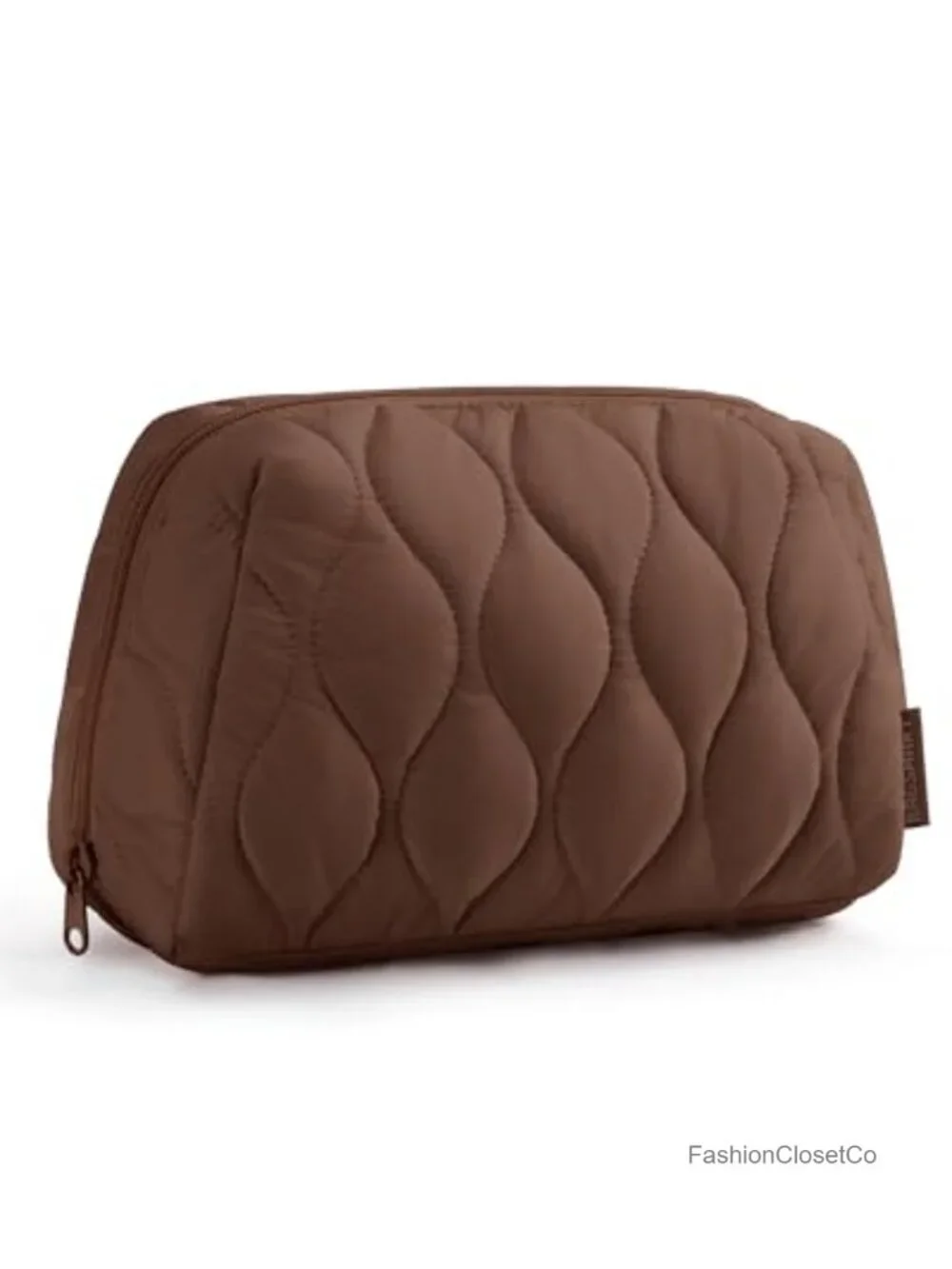 Puffy Padded Makeup Bag with Wide Opening, Travel Cosmetic Organizer for Women,